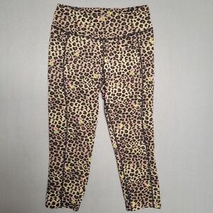 Betsey Johnson Leopard Print Capris Leggings with Floral Accents